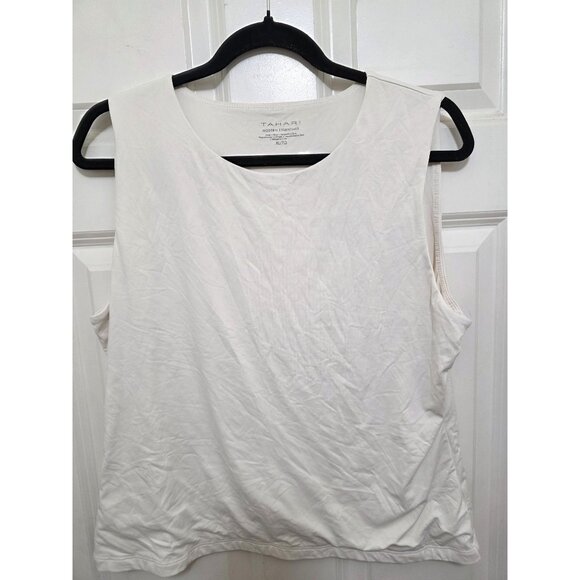 Tahari Women's Modern Essentials Sleeveless Ivory Tank Top Size XL Polyester Ble - Picture 1 of 8